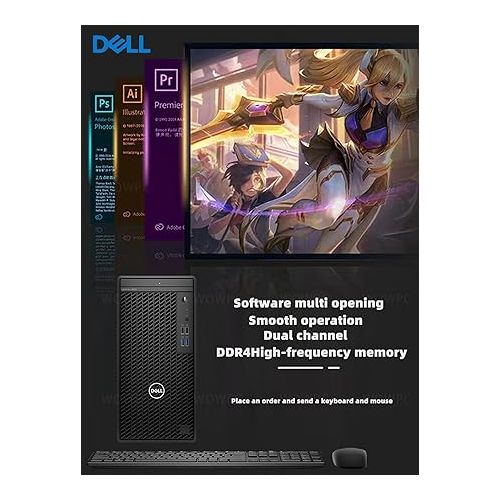 델 Dell Optiplex 3000 Tower Business Desktop Computer, 12th Gen Intel Core i5-12500 Processor, 16GB DDR4 RAM, 256GB SSD + 1TB HDD, WiFi, DVD-RW, HDMI, Display Port(Support 4K), Windows 11 Pro