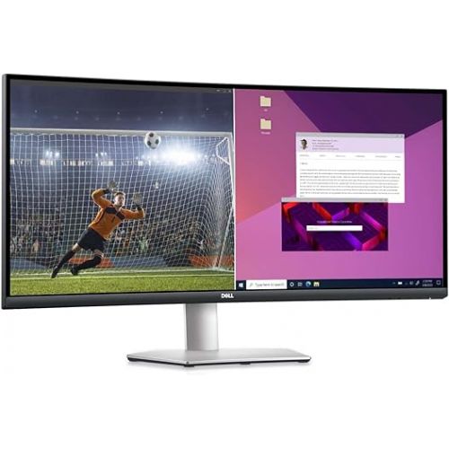 델 Dell S3423DWC Curved USB-C Monitor - 34-Inch WQHD (3440x1440) 100Hz 4Ms 21:9 Display, USB-C Connectivity, 2 x 5w Audio Output, 16.7 Million Colors, Height/Tilt Adjustable - Silver