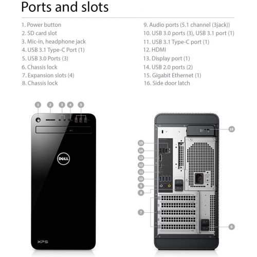 델 2019 Dell XPS 8930 Premium High Performance Desktop Computer, 8th Gen Intel Hexa-Core i7-8700 up to 4.6GHz, 16GB DDR4 RAM, 1TB 7200RPM HDD, 802.11ac WiFi, Bluetooth 4.2, USB 3.1, H