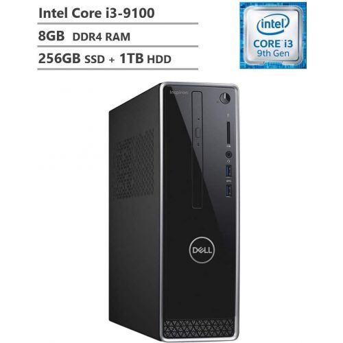 델 Newest Dell Inspiron 3471 Small Form Mini Desktop, 9th Gen Core i3-9100 3.60 GHz, 8GB DDR4 RAM, 256GB M.2. SATA SSD(Boot) + 1TB HDD, 802.11bgn + Bluetooth 4.0, HDMI, VGA, DVD-RW, W