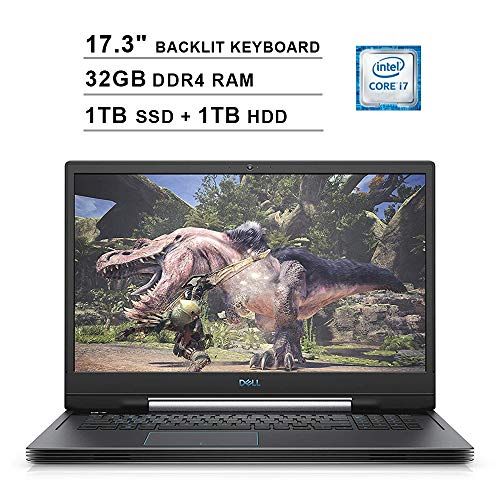 델 2020 Dell G7 17 17.3 Inch FHD Gaming Laptop (9th Gen Inter 6-Core i7-9750H up to 4.5GHz, 32GB DDR4 RAM, 1TB SSD (Boot) + 1TB HDD, NVIDIA GTX 1660 Ti 6GB, Backlit Keyboard, Bluetoot