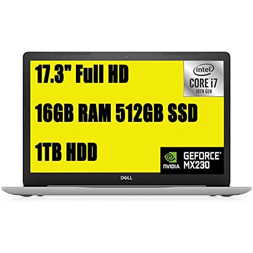 델 Dell Inspiron 17 3793 Business Laptop 17.3 Full HD 10th Gen Intel Core i7 1065G7 16GB RAM 512GB SSD + 1TB HDD GeForce MX230 Maxx Audio Win 10