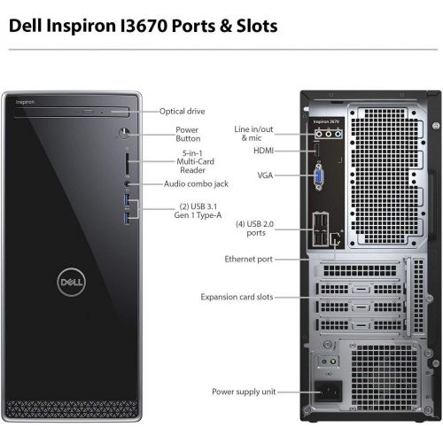 델 2019 Dell Inspiron Desktop Computer 9th Gen Intel Hexa Core i5 9400 up to 4.1GHz 8GB DDR4 RAM, 1TB 7200RPM HDD + 512GB SSD DVDRW WiFi Bluetooth USB 3.1 HDMI Keyboard & Mous