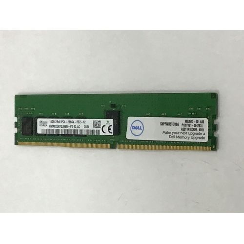 델 Dell 16GB DDR4 SDRAM Memory Module for Server, Workstation 16 GB (1 x 16 GB) DDR4 2666/PC4 21300 DDR4 SDRAM CL19 1.20 V ECC Registered 288 pin DIMM