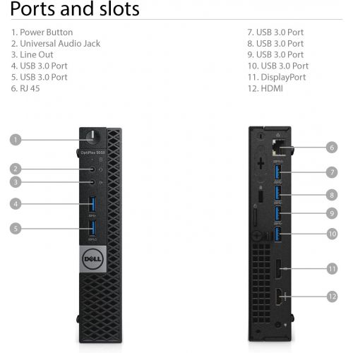 델 Dell Optiplex 5050 MFF Micro Form Factor Desktop 7th Gen Intel Core i7 7700T Quad Core Processor up to 3.80 GHz, 32GB Memory, 512GB SSD + 2TB Hard Drive, Intel HD Graphics 630, W