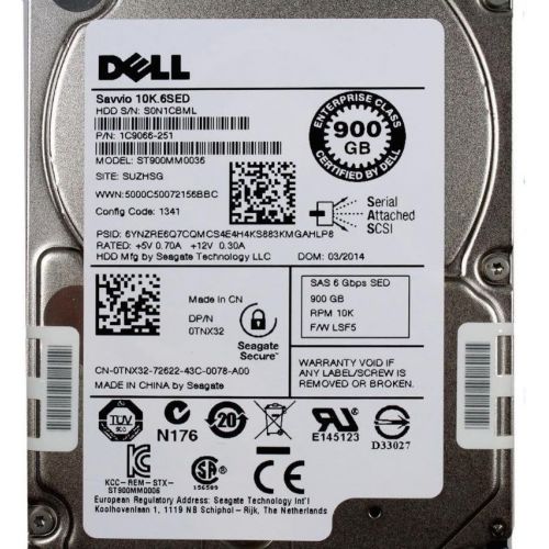 델 Dell TNX32 Dell TNX32 Seagate ST900MM0036 900GB 10K SAS 6Gbs SED Hard Drive