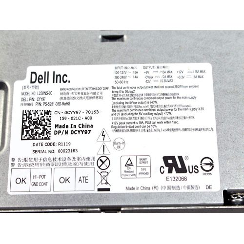 델 Dell 250 Watt Power Supply Inspiron 530s 620s Vostro 220s Slim Part: 3WFNF