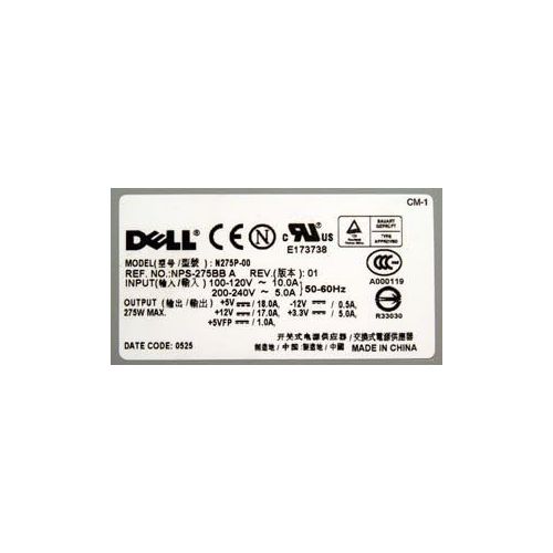 델 Genuine Dell 275 Watt Power Supply for Dimension 5100c, 5150c XPS 200 Optiplex GX520 GX620 Small Form Factor (SFF) Systems Compatible Part Numbers: K8964, TD570, YD080, N8373, WD86