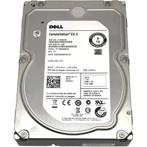 델 DELL/Seagate ST1000NM0033 1TB 7200RPM 128MB Cache SATA 6Gb/s 3.5 inch Internal Hard Drive OEM w/1 Year Warranty