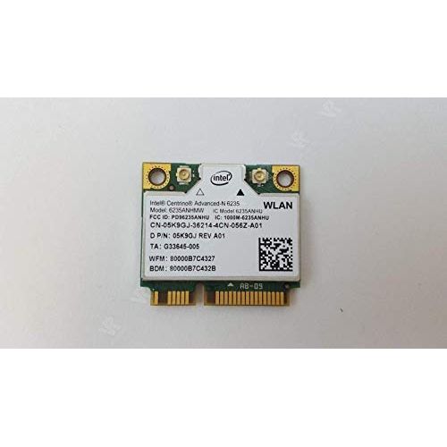 델 Dell 5K9GJ WiFi Card Intel Centrino N 6235 Mini PCI E 300Mbps; 802.11a/b/g/n Half Height Bluetooth 4.0 XPS 14