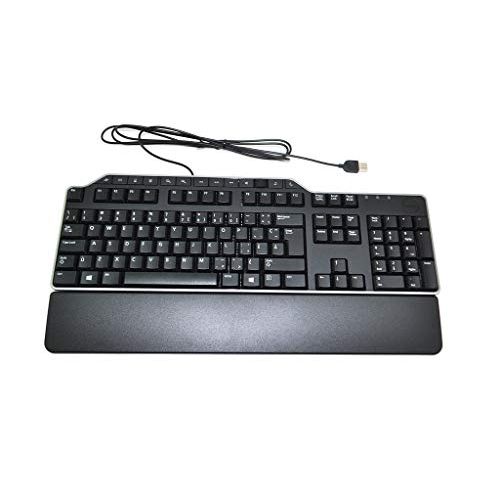 델 Dell OEMFT3FT 580 AFQS KB522 French Canadian USB Desktop Keyboard Number Pad w/ Palm Rest Multimedia Volume Dial Hotkey Clavier (Black / Silver)