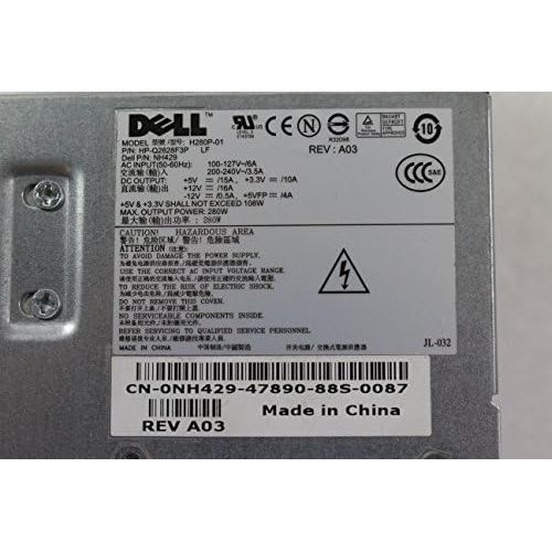 델 Genuine Dell 280W Desktop Power Supply Unit Compatible Part Numbers MH596, MH595, RT490, NH429, P9550, U9087, X9072, NC912, JK930, Compatible Model Numbers: AA24100L, D280P 00, H28