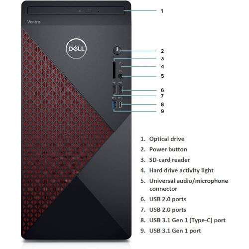 델 2021 Newest Dell Vostro 5000 Series Biz Tower Desktop: 9th Gen Intel 8 Core i7 9700 Processor(Upto 4.7Ghz), 16GB RAM, 256GB PCIe SSD+2TB HDD, Intel UHD, WiFi, Bluetooth, DVD,HDMI,