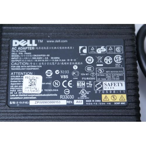 델 Dell Inspiron XPS M1730 Laptop Notebook System 230Watt AC Power Adapter PA 19, Compatible Dell Part Numbers: DT878, PN402, CN072, DA230PS0 00, HA230PS0 00, 330 0722