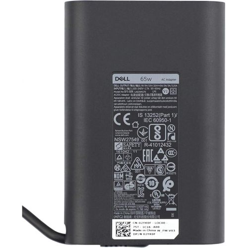 델 Dell Laptop Charger 65W Watt USB Type C AC Power Adapter Include Power Cord for Dell XPS 12 9250,XPS 13 9350 9360 9365 9370 9380, LA65NM170 HA65NM170,02YK0F 0M1WCF