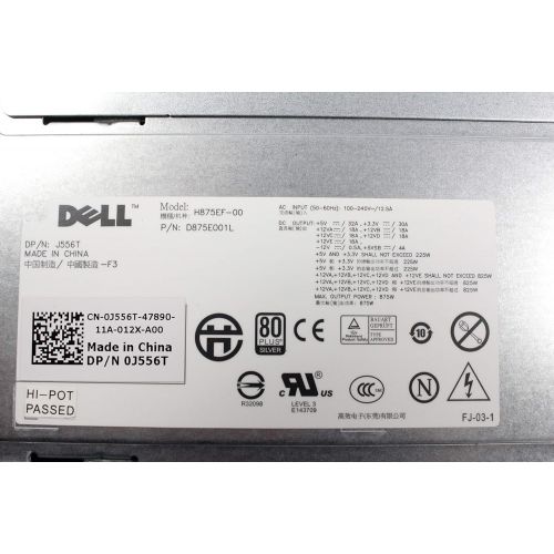 델 Dell Genuine W299G 875W PSU Power Supply Precision T5500 Workstation Tower Systems Compatible Part Numbers: W299G, J556T, U595G Model Numbers: NPS 875BB A, N875EF 00, H875EF 00