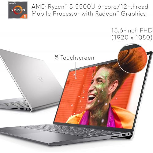 델 Dell Inspiron 15 5515, 15.6 inch FHD Touchscreen Laptop AMD Ryzen 5 5500U, 8GB DDR4 RAM, 256GB SSD, AMD Radeon Graphics, Windows 10 Home Platinum Silver