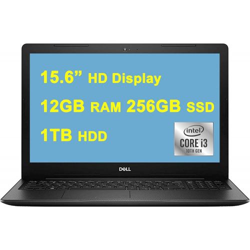 델 Dell Flagship Inspiron 15 3000 3593 Laptop Computer 15.6” HD Display 10th Gen Intel Core i3 1005G1 (Beat i5 7200U) 12GB RAM 256GB SSD + 1TB HDD USB 3.1 WiFi Bluetooth Win 10