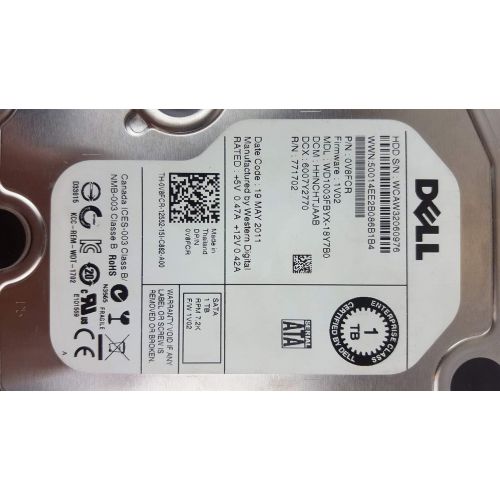 델 Dell Wd 1TB 7.2K RPM 3Gbp/s SATA 3.5 INCH Hard Drive V8FCR WD1003FBYX