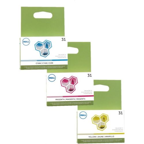 델 Dell Series 31 Ink Cartridges in Retail Packaging (1 Cyan, 1 Magenta, 1 Yellow)
