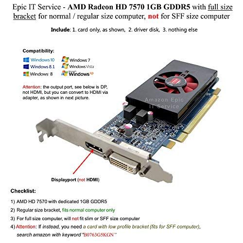 델 DELL NJ0D3 AMD ATI Radeon HD 7570 1GB DVI Display Port PCI e Video Card