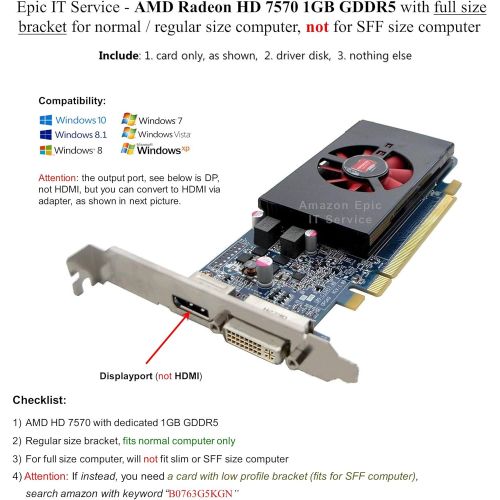 델 DELL NJ0D3 AMD ATI Radeon HD 7570 1GB DVI Display Port PCI e Video Card