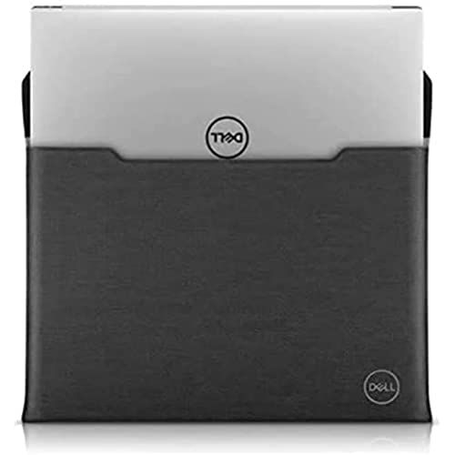 델 Dell Premier Sleeve 17 17 inch Laptop Case Magnetic Snap Button Black Leather with Grey Heather Exterior for Precision Mobile Workstation 5750, XPS 17 9700