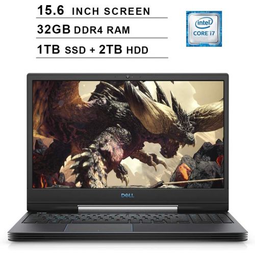 델 2020 Dell G5 15 5590 15.6 Inch FHD Gaming Laptop (9th Gen Intel 6 Core i7 9750H up to 4.5 GHz, 32GB RAM, 1TB SSD + 2TB HDD, NVIDIA GeForce RTX 2060, Bluetooth, WiFi, HDMI, Windows