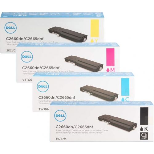 델 Dell HD47M Standard Yield Black with TW3NN, V4TG6, 2K1VC High Yield Color Toner Cartridge Set