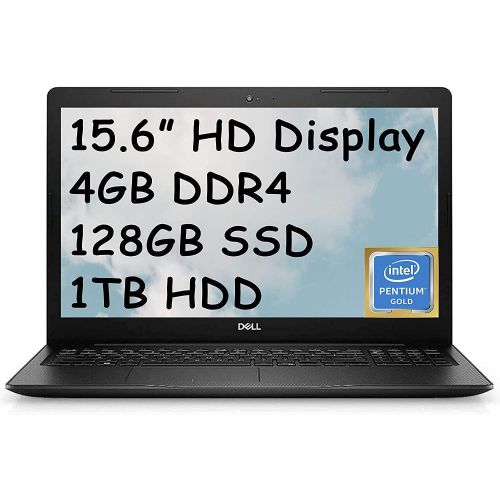 델 Dell Inspiron 15 3000 Premium Laptop I 15.6 HD Anti Glare I Intel Pentium Gold 5405U I 4GB DDR4 128GB SSD 1TB HDD I Intel UHD Graphics 610 WiFi HDMI Webcam Win 10