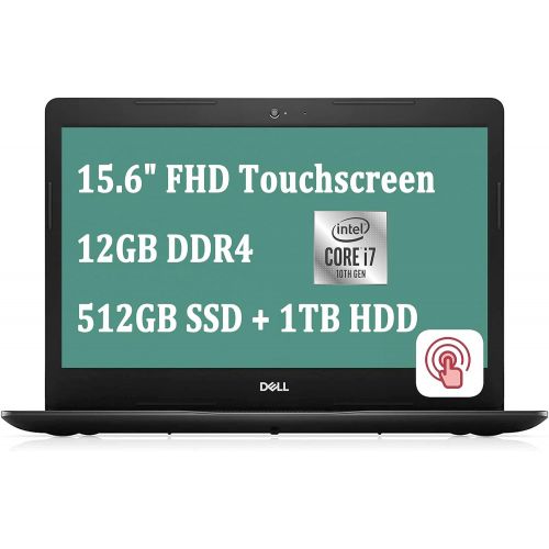 델 Dell Inspiron 15 3000 3593 Premiunm Business Laptop I 15.6 FHD Touchscreen I 10th Gen Intel 4 Core i7 1065G7 I 12GB DDR4 512GB SSD 1TB HDD I MaxxAudio WiFi Win 10