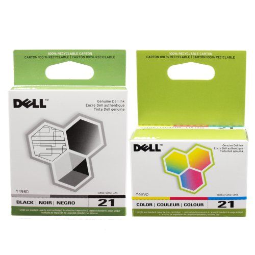 델 Dell 21 Printer Series Ink Cartridge for Dell All In One printers P513w P713w V313 V313w V515w V715w, 2 Pack, (Black and Color)