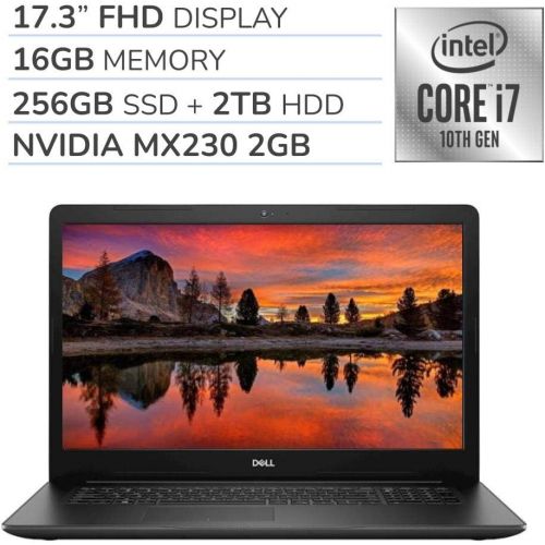 델 Dell Inspiron 17 3000 2021 Premium 17.3” FHD Laptop Notebook Computer, 4 Core Intel Core i7 1065G7 1.3 GHz, NVIDIA MX230 2GB,DVD,Webcam,Bluetooth,HDMI,Windows 10 Home (16GB 256GB