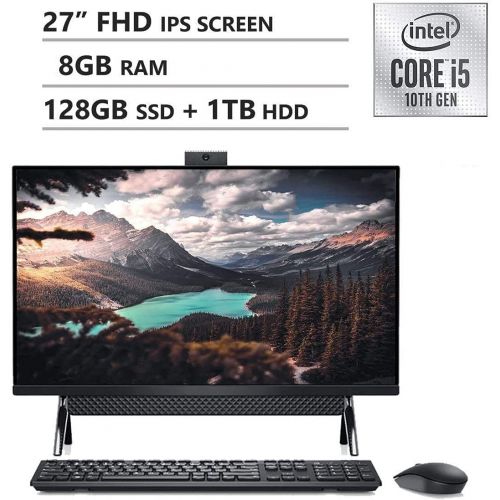 델 Latest_Dell Inspiron 7000 All in One Desktop 27 FHD Display, 10th Generation Intel Core i5 10210U Processor, 8GB Memory, 128GB SSD + 1TB HDD, HDMI, WiFi, Webcam, Windows 10, Black,