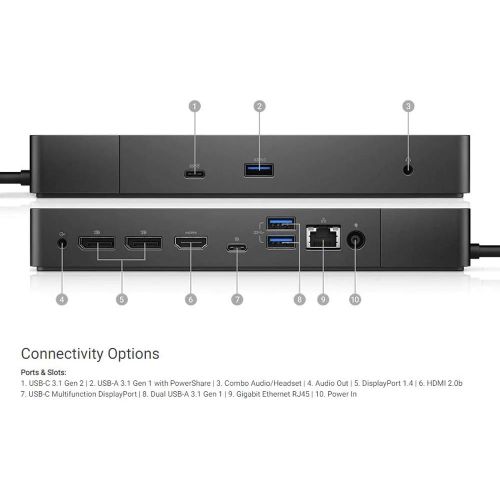 델 Dell Performance Dock WD19DC Docking Station with 240W Power Adapter (Provides 210W Power Delivery; 90W to Non Dell Systems)