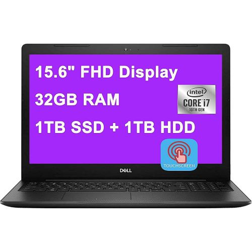 델 Premium Dell Inspiron 15 3000 3593 Business Laptop 15.6 FHD Touchscreen 10th Gen Intel 4 Core i7 1065G7 32GB RAM 1TB SSD 1TB HDD MaxxAudio Win10 Black