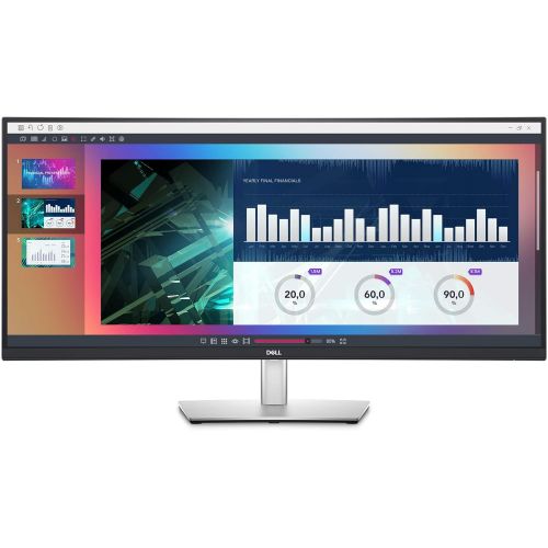 델 Dell 34 Inch Ultrawide Monitor, WQHD (Wide Quad High Definition), Curved USB C Monitor (P3421W), 3440 x 1440 at 60Hz, 3800R Curvature, 1.07 Billion Colors, Adjustable, Black (Lates