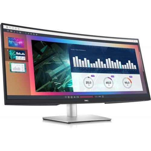 델 Dell 34 Inch Ultrawide Monitor, WQHD (Wide Quad High Definition), Curved USB C Monitor (P3421W), 3440 x 1440 at 60Hz, 3800R Curvature, 1.07 Billion Colors, Adjustable, Black (Lates