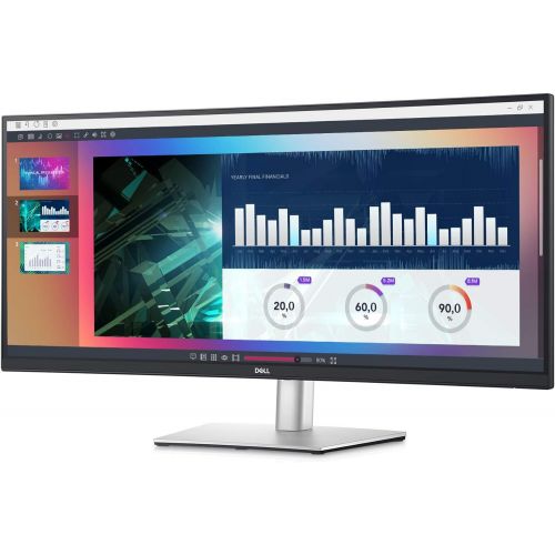 델 Dell 34 Inch Ultrawide Monitor, WQHD (Wide Quad High Definition), Curved USB C Monitor (P3421W), 3440 x 1440 at 60Hz, 3800R Curvature, 1.07 Billion Colors, Adjustable, Black (Lates