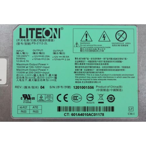 델 Dell LITEON PS 2112 2L LF 1100W Redundant Server Power Supply XS23 TY3 9K3M9