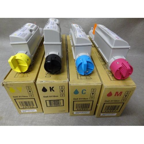 델 Dell 5110CN High Yield Lot of 4 Yellow, Cyan, Black and Magenta