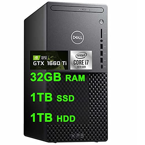 델 Dell Flagship XPS 8940 Gaming Tower Desktop Computer 10th Gen Intel Octa Core i7 10700 64GB RAM 1TB SSD + 1TB HDD Geforce GTX 1660Ti DisplayPort Bluetooth DVD RW Win10 + HDMI Cable