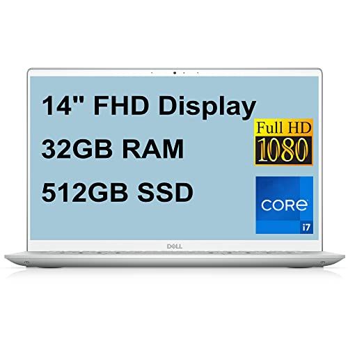 델 Dell Flagship Inspiron 14 5000 5402 Laptop 14 FHD Anti Glare 300nits Display 11th Gen Intel 4 Core i7 1165G7 32GB RAM 512GB SSD Backlit Keyboard Fingerprint USB C WiFi6 MaxxAudio W