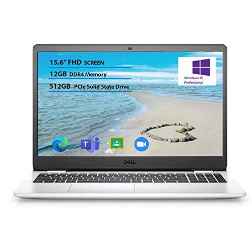 델 Dell Inspiron 3000 Laptop 15.6 FHD LED Backlit Display AMD Ryzen 5 3450U Processor 12GB DDR4 RAM, 512GB SSD, Windows 10 Pro Online Meeting Class Ready, Webcam, HDMI, Bluetooth, Whi