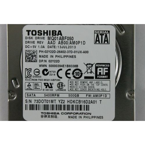 델 Dell 2Y22D MQ01ABF050 2.5 SATA Thin 500GB 5400 Toshiba Laptop Hard Drive Latitude E6420