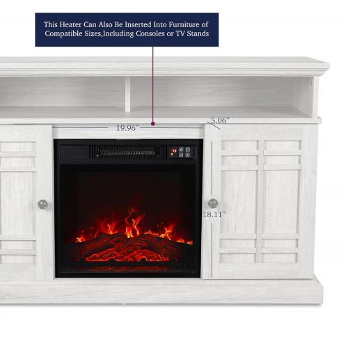 델 Della 18 Inch 1400W 3D Infrared Electric Fireplace Heater Insert with Remote Control, Realistic Logs & Flames, Adjustable Portable Indoor Space - Black