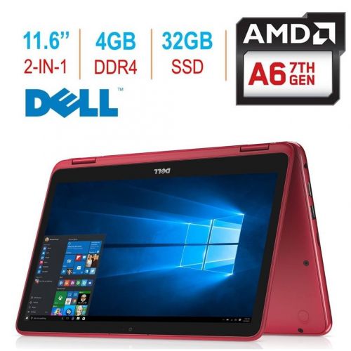 델 2018 Newest Dell Inspiron 3000 11.6” 2-in-1 Touchscreen LaptopTablet PC, 7th Gen AMD A6-9220e 2.5GHz Processor, 4GB 2400MHz DDR4, 32GB SSD, Bluetooth, WiFi, MaxxAudio, Windows 10-