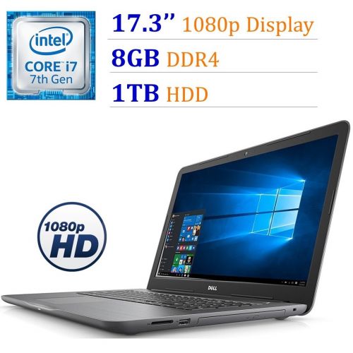 델 2018 Dell Inspiron 17.3 FHD (1920x1080) Laptop PC, Intel Core i7-7500U Up to 3.50GHz, 8GB DDR4, 1TB HDD, AMD Radeon R7 M445, Backlit Keyboard, DVD +- RW, HDMI, WiFi, Bluetooth, Wi