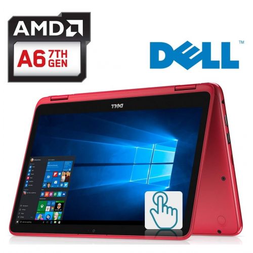 델 Dell Inspiron 11.6-inch 2-in-1 Touchscreen Laptop PC AMD A6-9220e up to 2.4GHz Processor, 4GB DDR4, 32GB eMMC, MaxxAudio, HDMI, Bluetooth, Webcam, WiFi, Windows 10, Customize Color