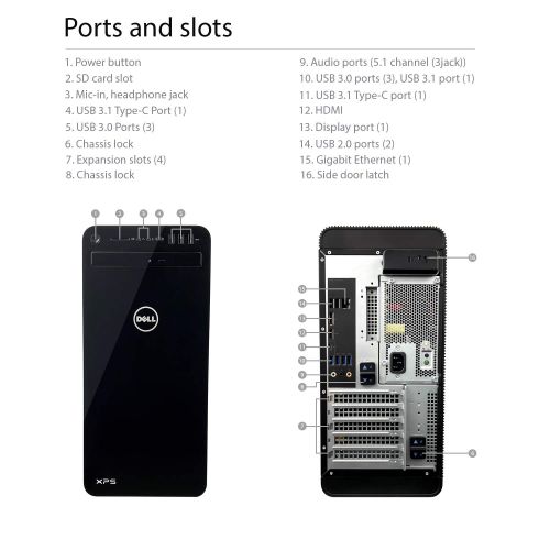 델 Dell XPS 8930 Tower Desktop - 8th Gen. Intel Core i7-8700K 6-Core up to 4.70 GHz, 32GB DDR4 Memory, 256GB SSD + 2TB SATA Hard Drive, 6GB Nvidia GeForce GTX 1060, DVD Burner, Window